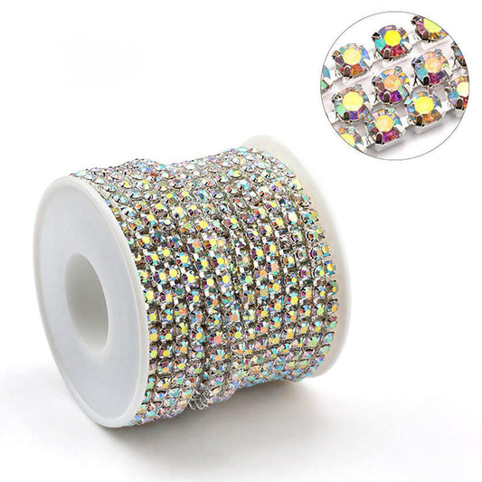 Banda argintie cu cristale multicolore 2 mm