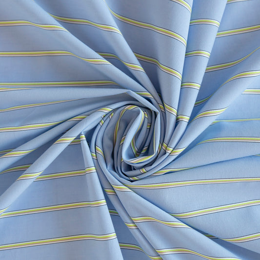 Bumbac Bleu cu Dungi Galbene