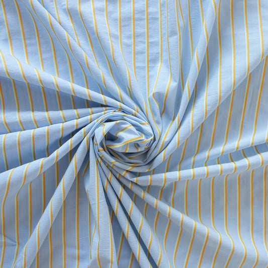 Bumbac Bleu cu dungi maro si galbene