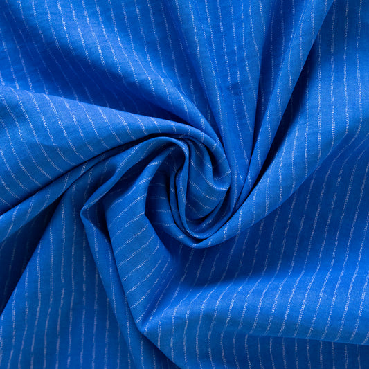 Bumbac albastru elastic cu dungi albe