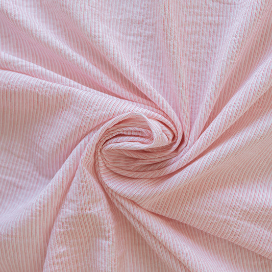 Bumbac alb creponat cu dungi rosii