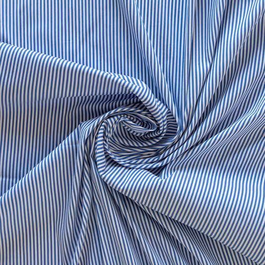 Bumbac alb cu dungi albastre