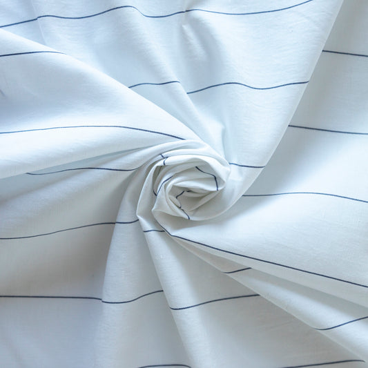 Bumbac alb cu dungi albastre