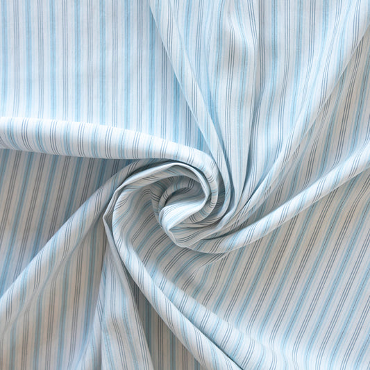 Bumbac alb cu dungi bleu si negre