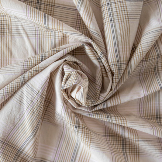 Bumbac bej in carouri