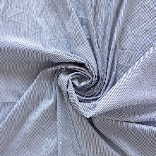 Bumbac creponat cu dungi albastre