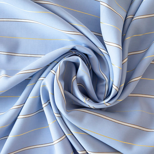 Bumbac cu matase bleu cu dungi