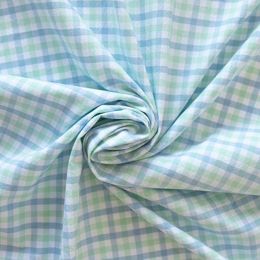 Bumbac in carouri albastre si verzi