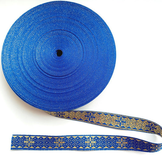 Galon Bisericesc Albastru cu Auriu 2 Fete