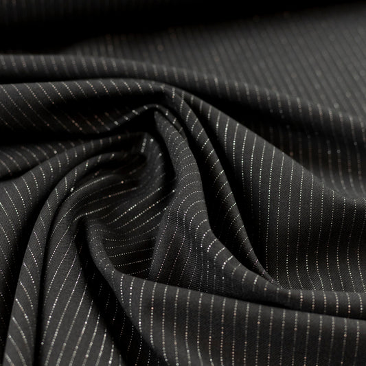Pachet 12 metri stofita neagra elastica cu dungi argintii