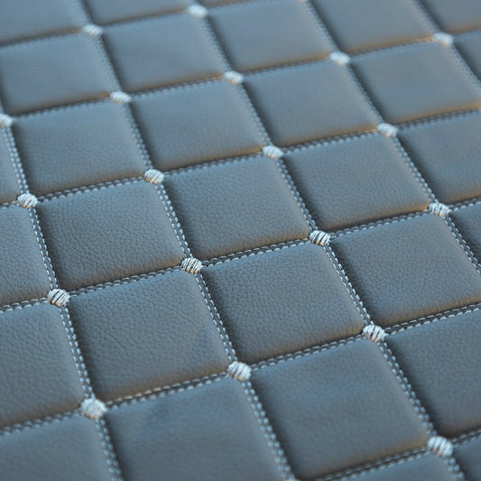 Piele ecologica Gri cu patratele pentru tapiterie auto