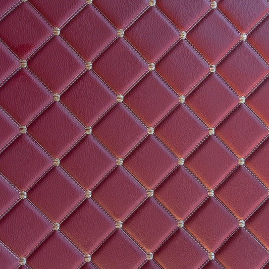 Piele ecologica grena cu patratele pentru tapiterie auto