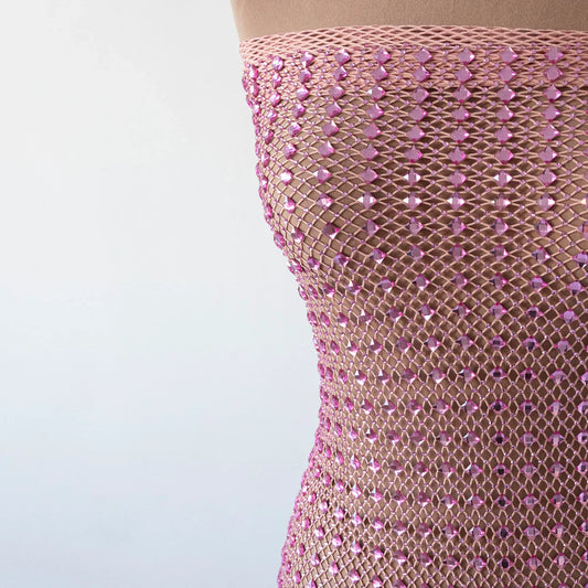 Plasa Roz cu Cristale Mici si Mari