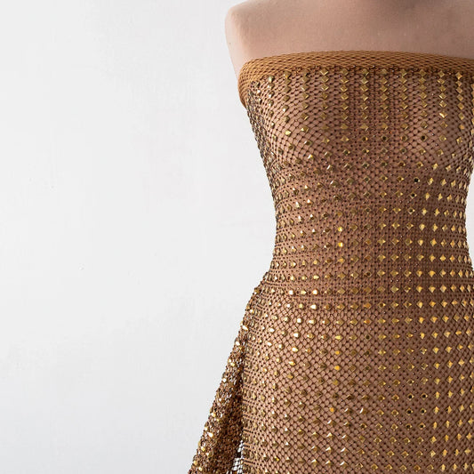 Plasă cu Cristale Mici si Mari culoare Bronz