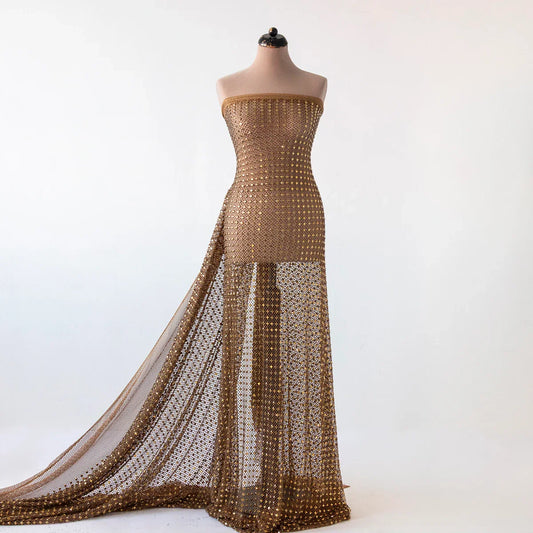 Plasă cu Cristale Mici si Mari culoare Bronz