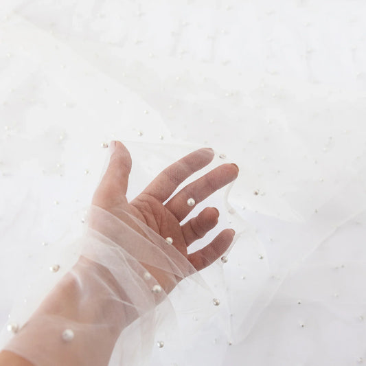 Tulle cu perle Ivoire