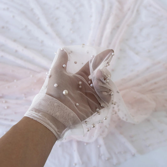 Tulle cu perle inegale Roz