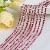 Banda argintie cu cristale roz 2 mm