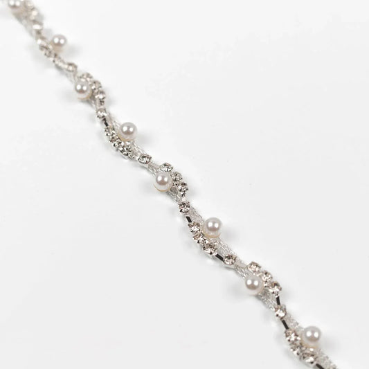 Banda cu cristale si perle 1 cm