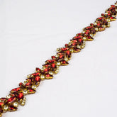 Banda termoadeziva cu strasuri rosii