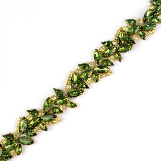 Banda termoadeziva cu strasuri verzi