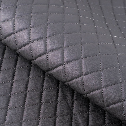 Piele ecologica gri cu romburi si cusatura gri pentru retapitare auto