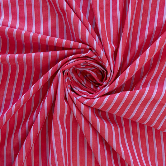 Bumbac rosu cu dungi lila