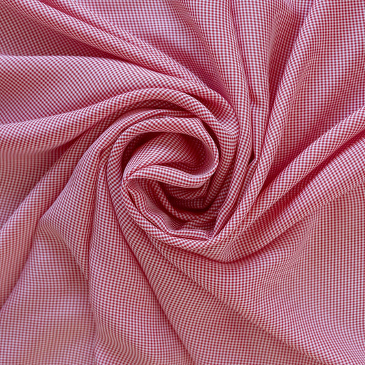 Bumbac cu matase rosu in carouri