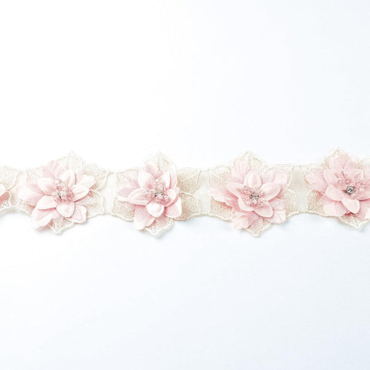 Banda decorativa cu flori mari - Roz