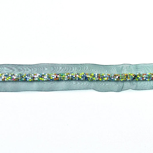 Banda decorativa cu margele multicolore - Negru