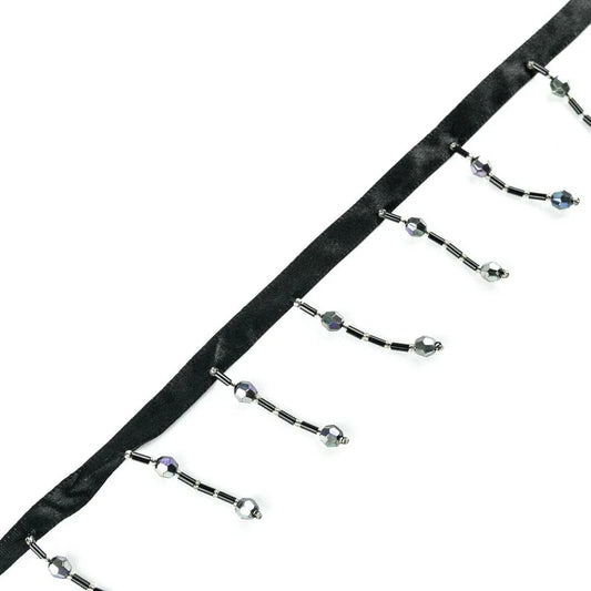 Banda decorativa cu margele - Negru