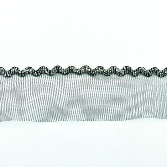 Banda decorativa cu margele - Negru si argintiu