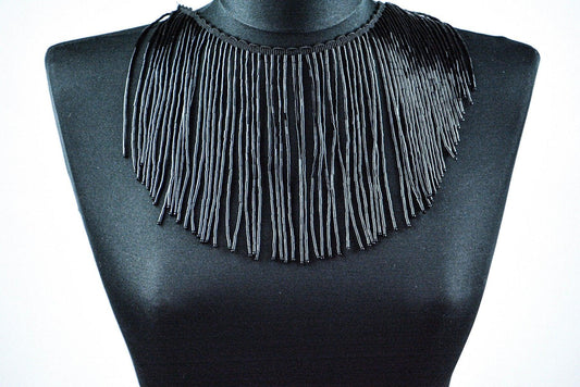 Banda decorativa cu margele pentru rochii - Negru