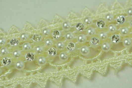 Banda decorativa cu perle si strasuri