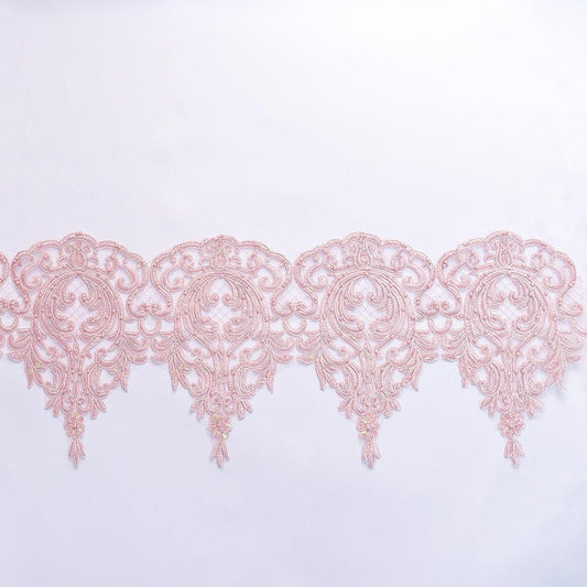 Banda decorativa din dantela cu perle - Roz