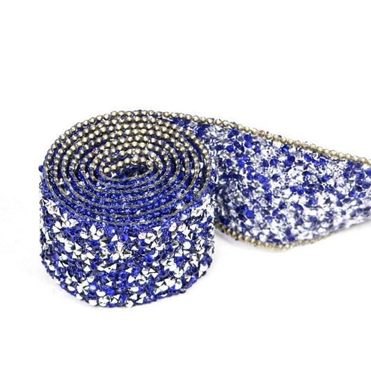 Banda termoadeziva albastra cu strasuri