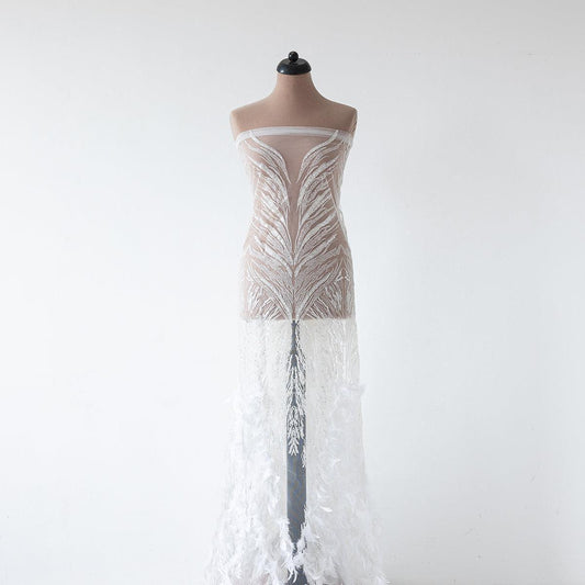 Dantela alba pene paiete