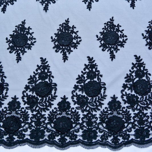Dantela brodata 3D - Negru