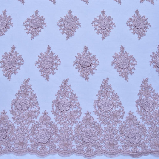 Dantela brodata 3D - Roz pudra