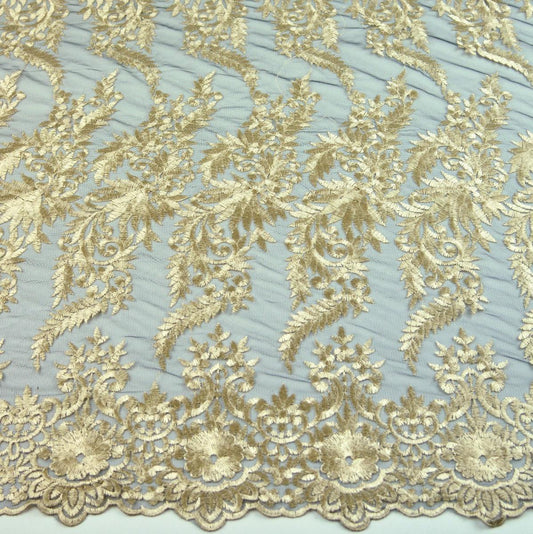 Dantela brodata - Negru cu auriu