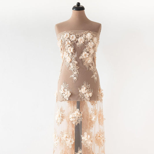 Dantela corai cu flori 3d