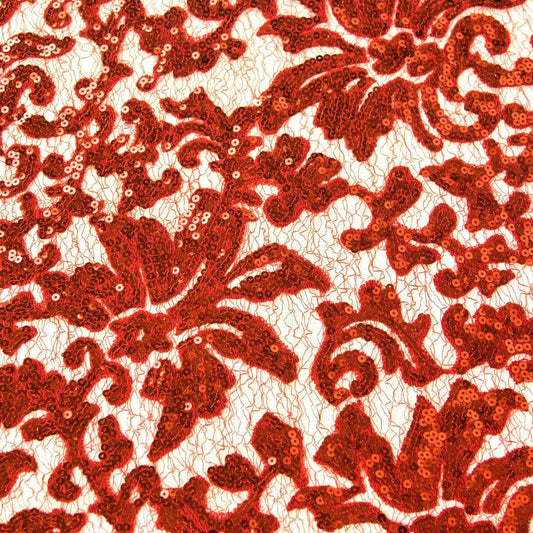 Dantela cu paiete - Rosu