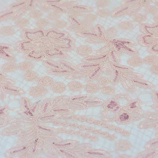 Dantela cu paiete - Roz pal