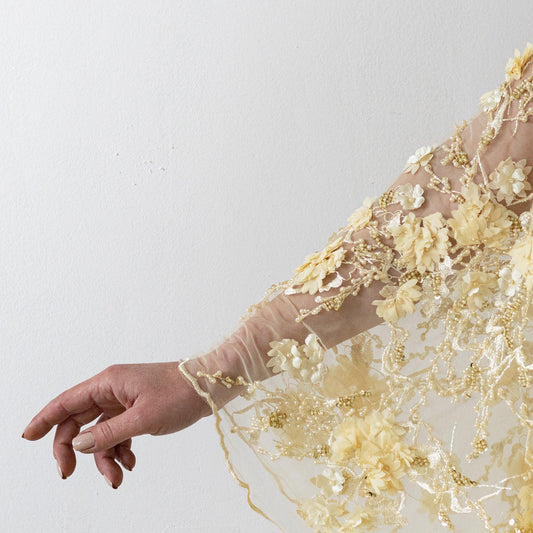 Dantela Galbena cu Flori - Texmag.ro