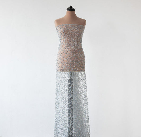 Dantela gri cu cristale