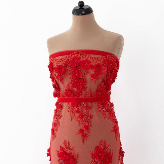 Dantela neagra cu flori 3d