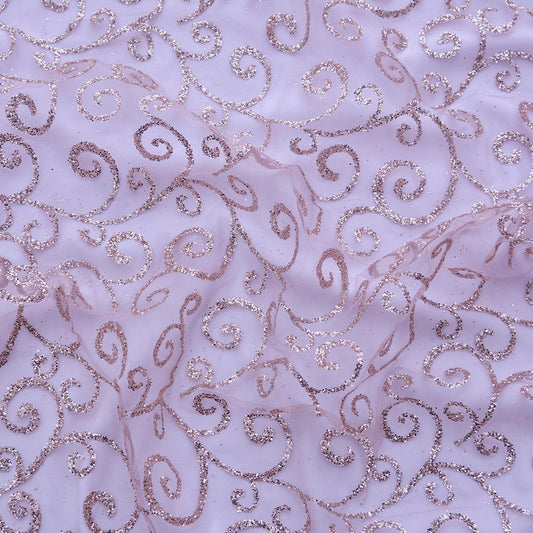 Glitter pe tulle - Nude Roz