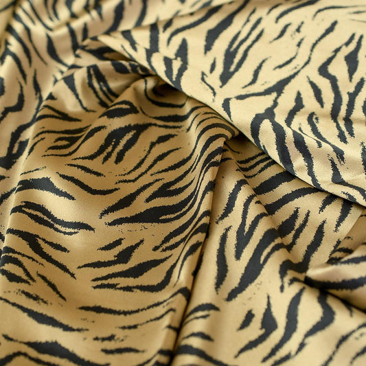 Satin Animal Print elastic auriu cu dungi