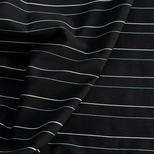 Stofita bumbac si matase negru cu dungute