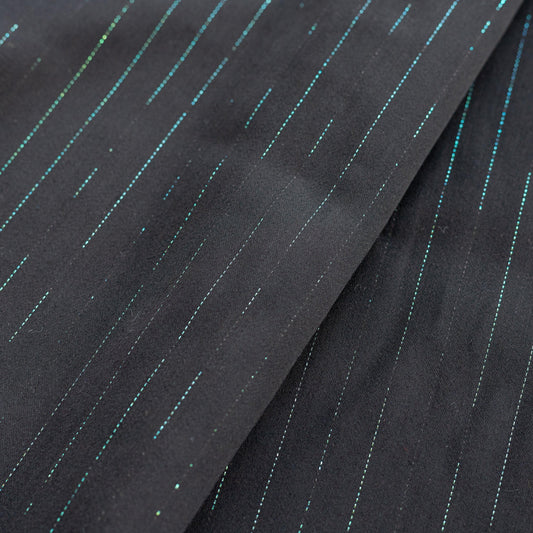 Stofita neagra cu fir metalic verde